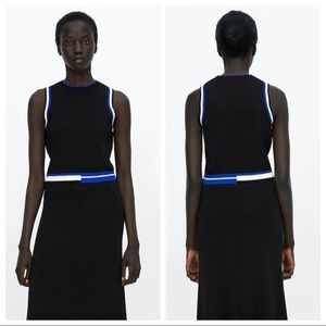 NWOT. Zara Contrast Knit Crop Top. Size M.